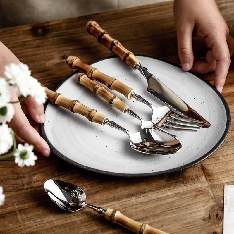 Luxury Natural Bamboo Handle Flatware