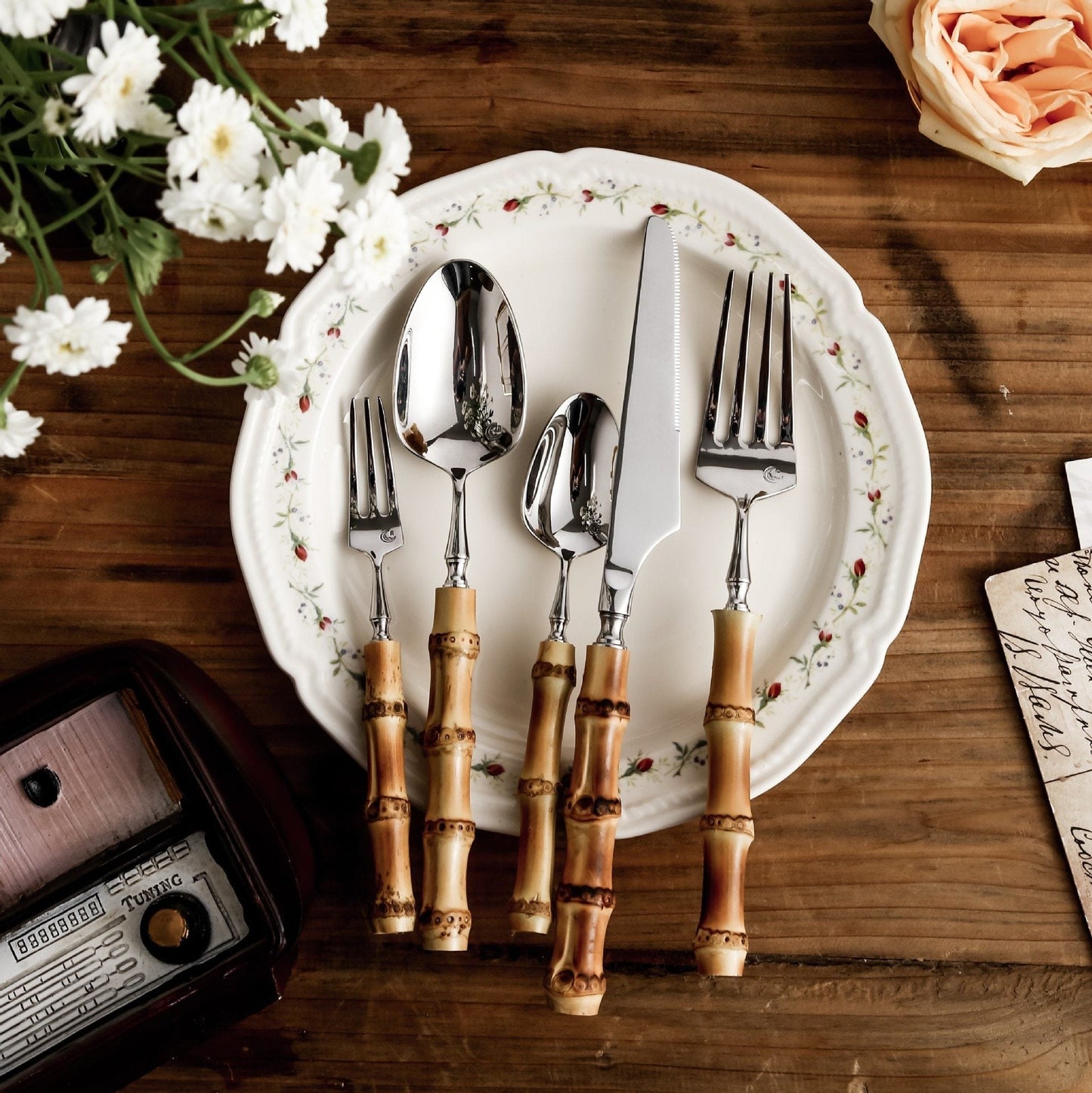 Luxury Natural Bamboo Handle Flatware